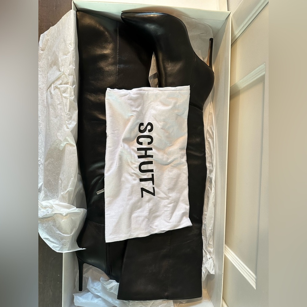 SCHUTZ Sleek Black Over the Knee Boots - Picture 3 of 10